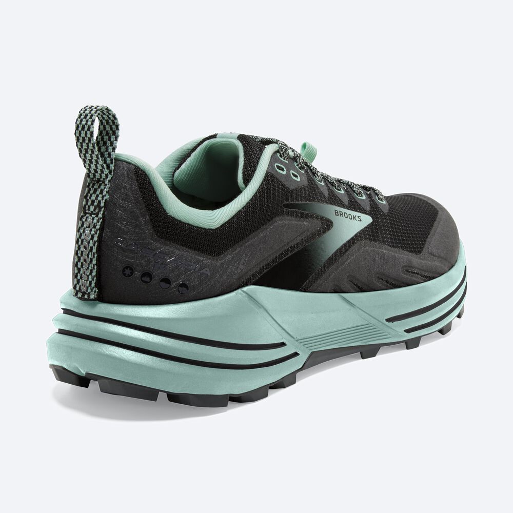 Brooks Cascadia 16 Kadın Trail Koşu Ayakkabısı Siyah/Yeşil | TR-715098