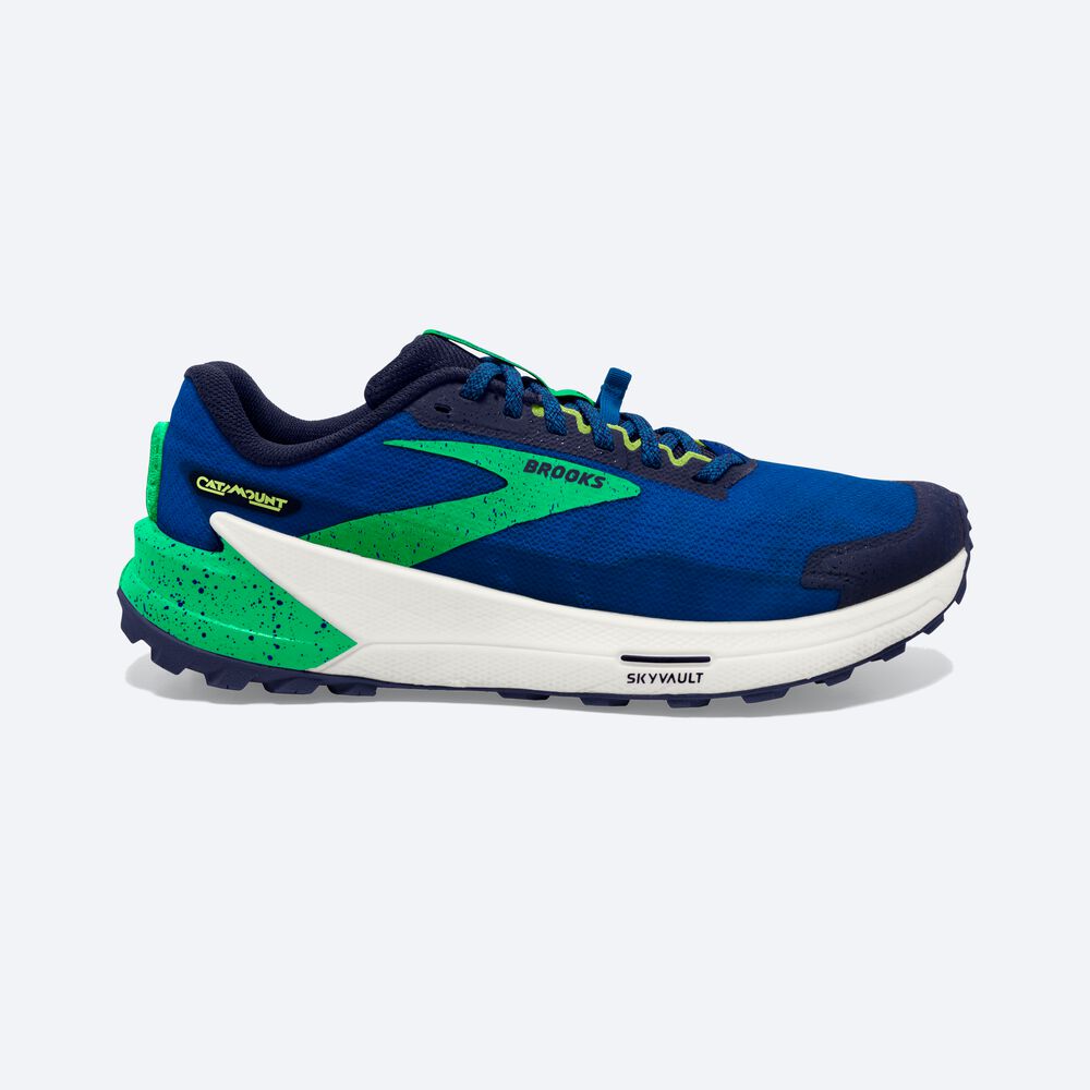 Brooks Catamount 2 Erkek Trail Koşu Ayakkabısı Mavi/Yeşil | TR-482371