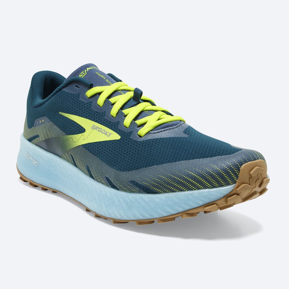 Brooks Catamount Erkek Trail Koşu Ayakkabısı Mavi/Açık Yeşil | TR-803125