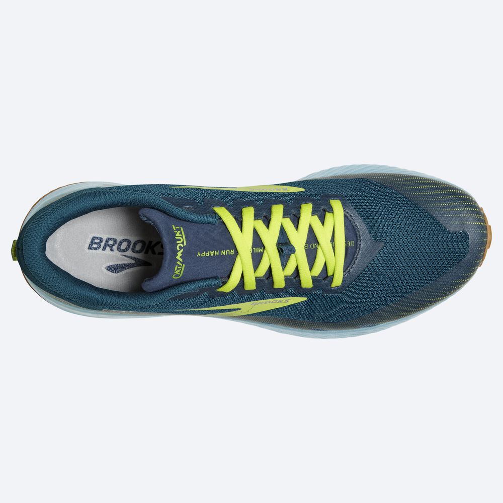 Brooks Catamount Erkek Trail Koşu Ayakkabısı Mavi/Açık Yeşil | TR-803125