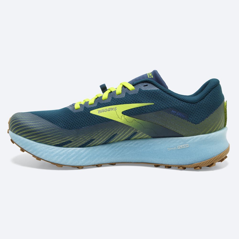 Brooks Catamount Erkek Trail Koşu Ayakkabısı Mavi/Açık Yeşil | TR-803125