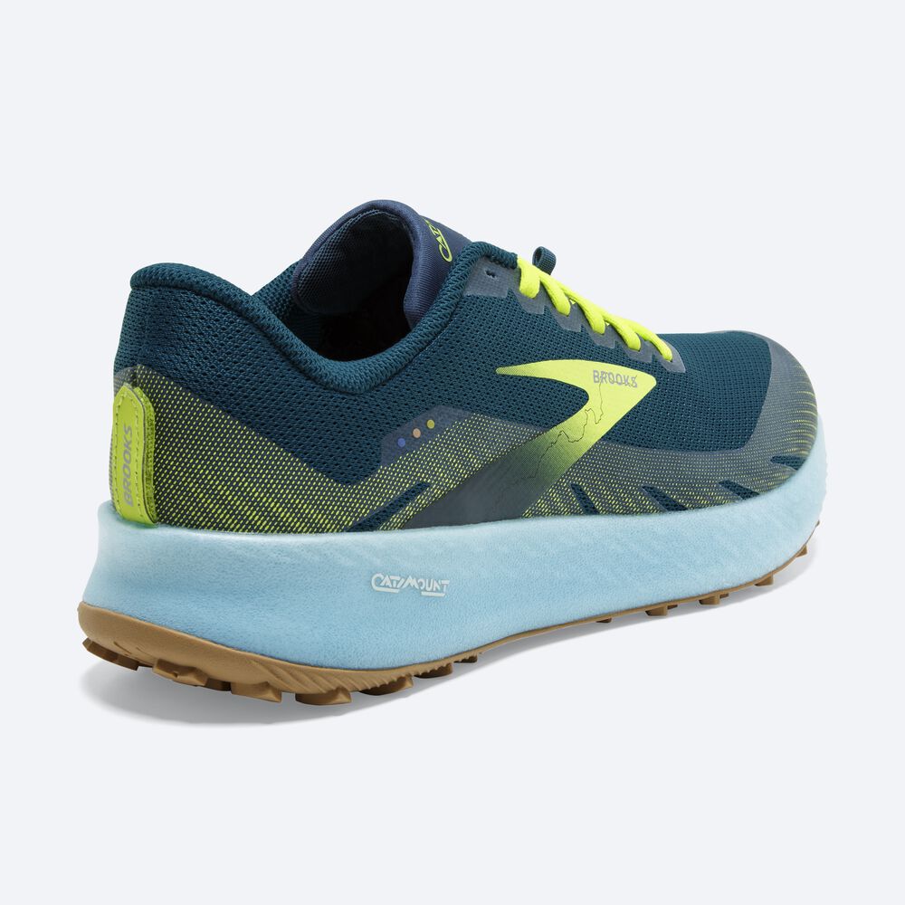 Brooks Catamount Erkek Trail Koşu Ayakkabısı Mavi/Açık Yeşil | TR-803125