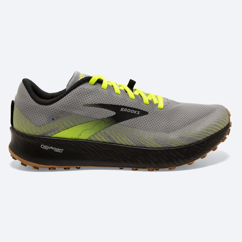 Brooks Catamount Erkek Trail Koşu Ayakkabısı Gri/Siyah | TR-821064