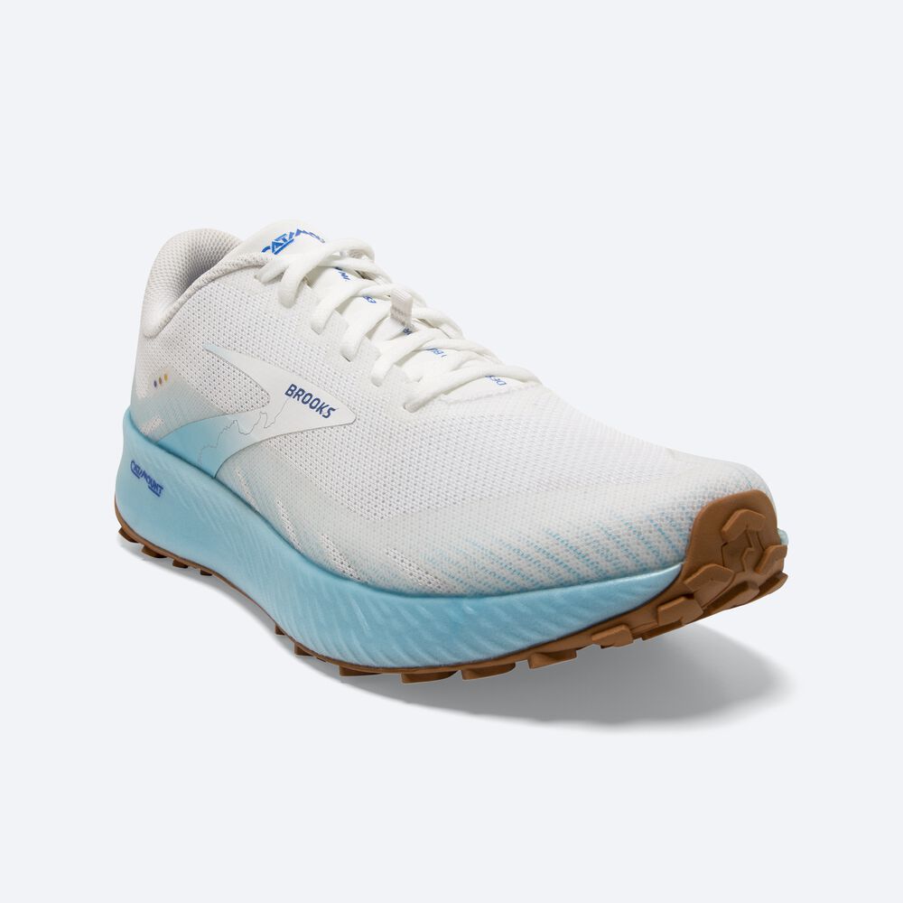 Brooks Catamount Erkek Trail Koşu Ayakkabısı Beyaz/Açık Turkuaz/Mavi | TR-950174