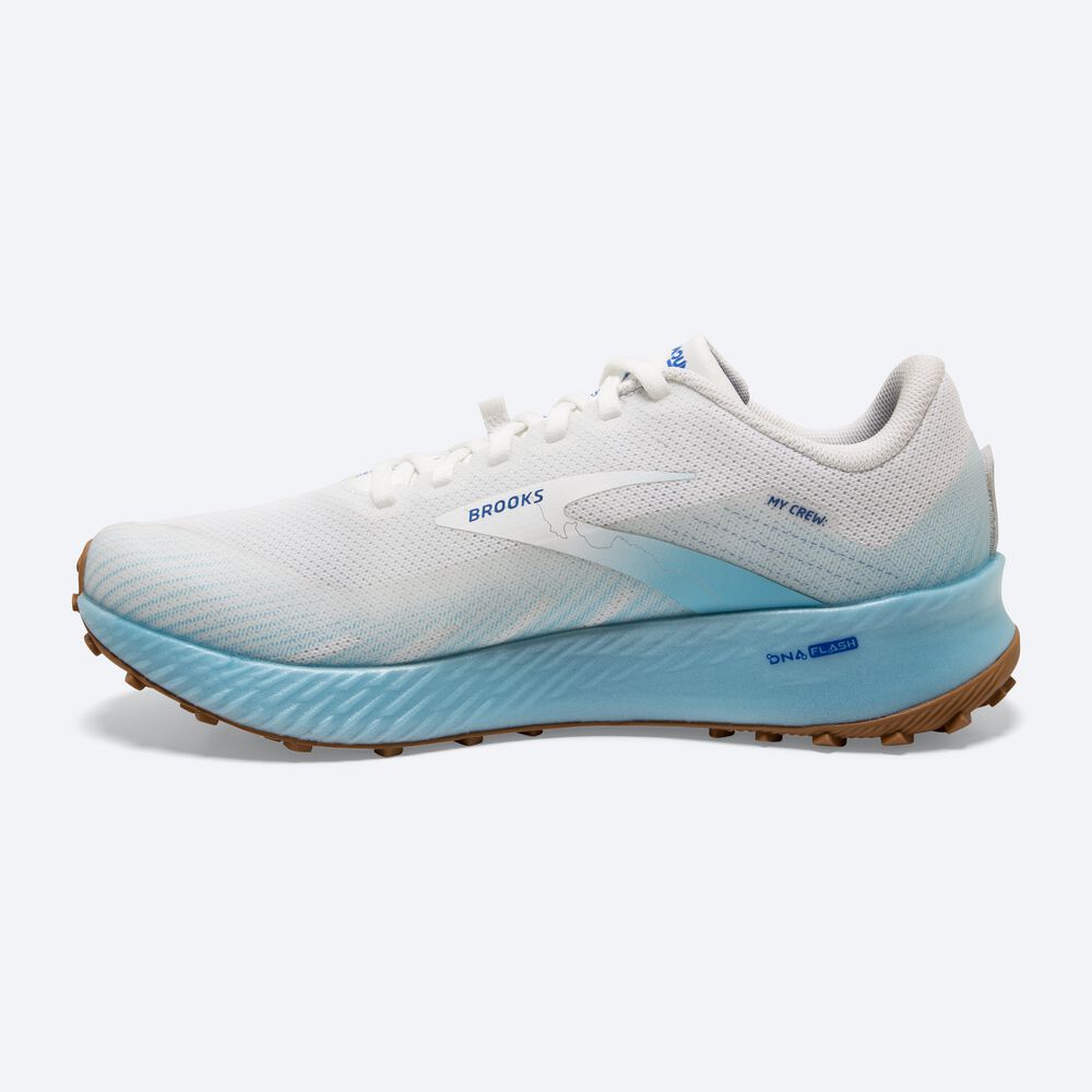 Brooks Catamount Erkek Trail Koşu Ayakkabısı Beyaz/Açık Turkuaz/Mavi | TR-950174