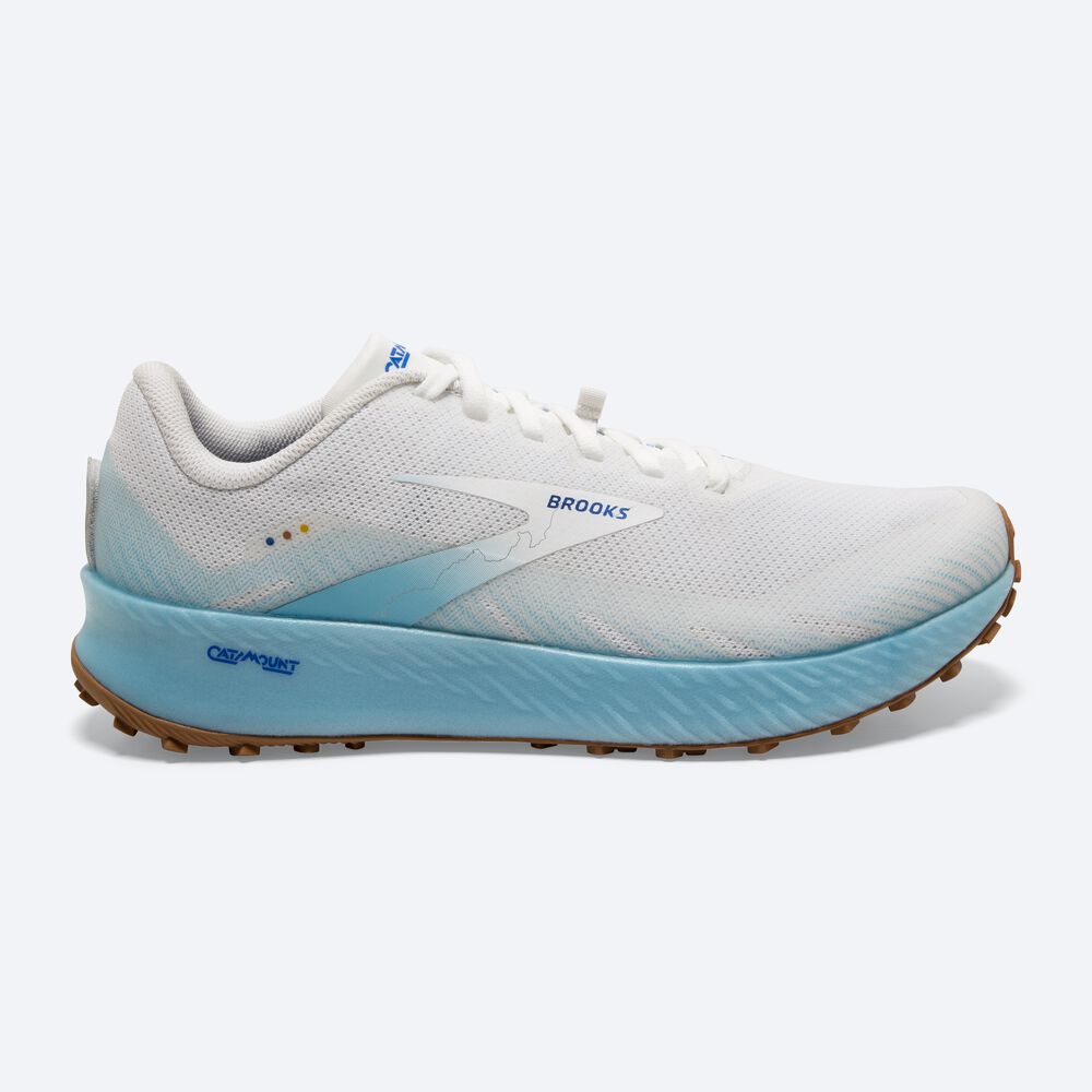 Brooks Catamount Erkek Trail Koşu Ayakkabısı Beyaz/Açık Turkuaz/Mavi | TR-950174