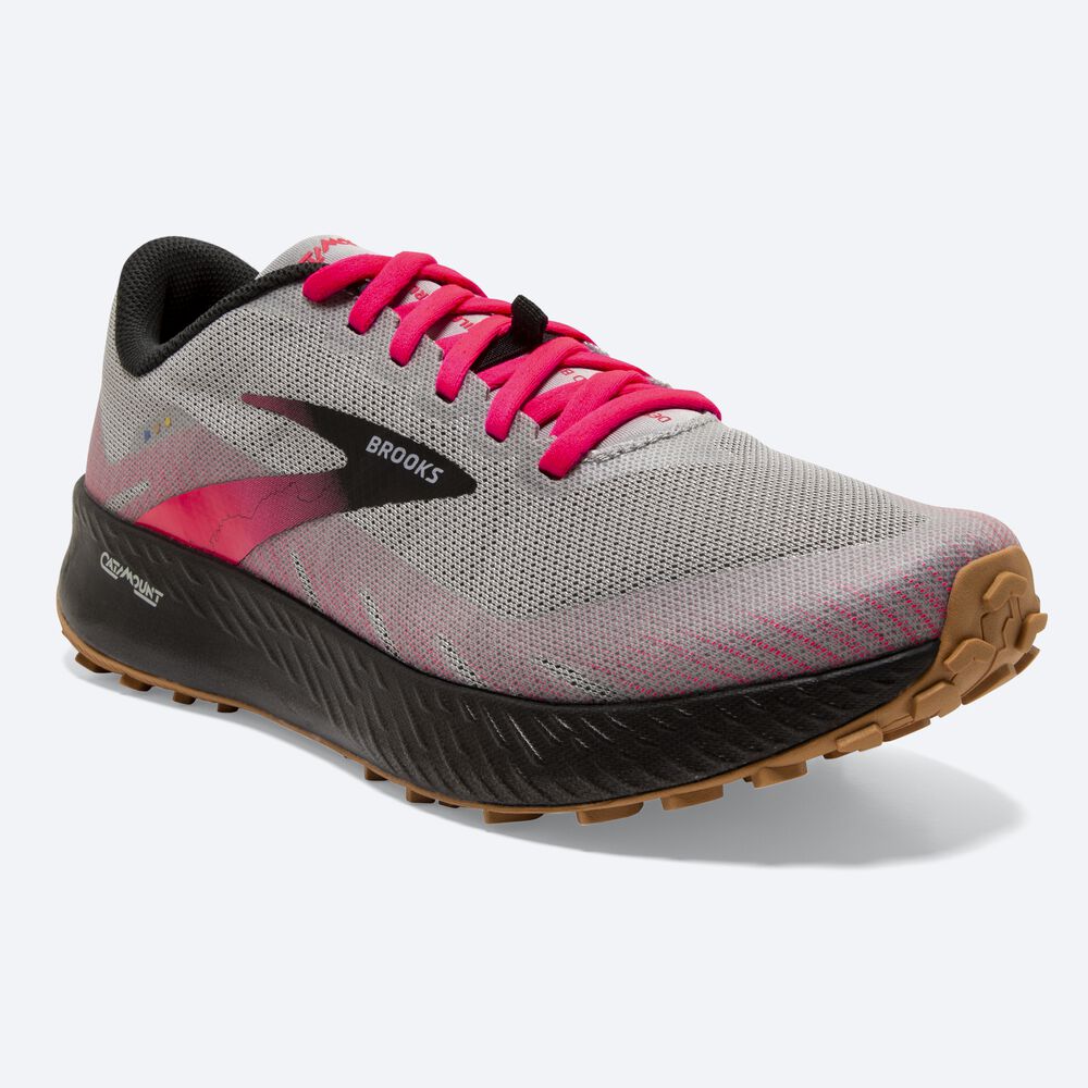 Brooks Catamount Kadın Trail Koşu Ayakkabısı Gri/Pembe/Siyah | TR-352170