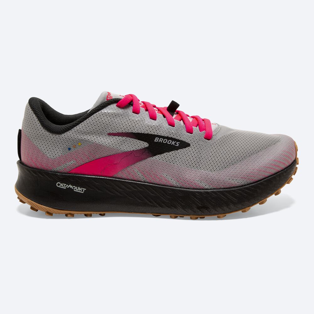 Brooks Catamount Kadın Trail Koşu Ayakkabısı Gri/Pembe/Siyah | TR-352170