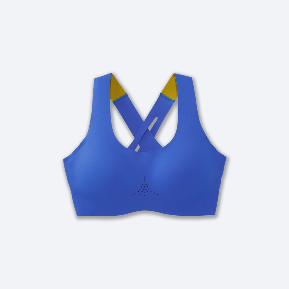 Brooks Dare Crossback Run Bra 2.0 Kadın Spor Sütyeni Mavi/Altın | TR-463075