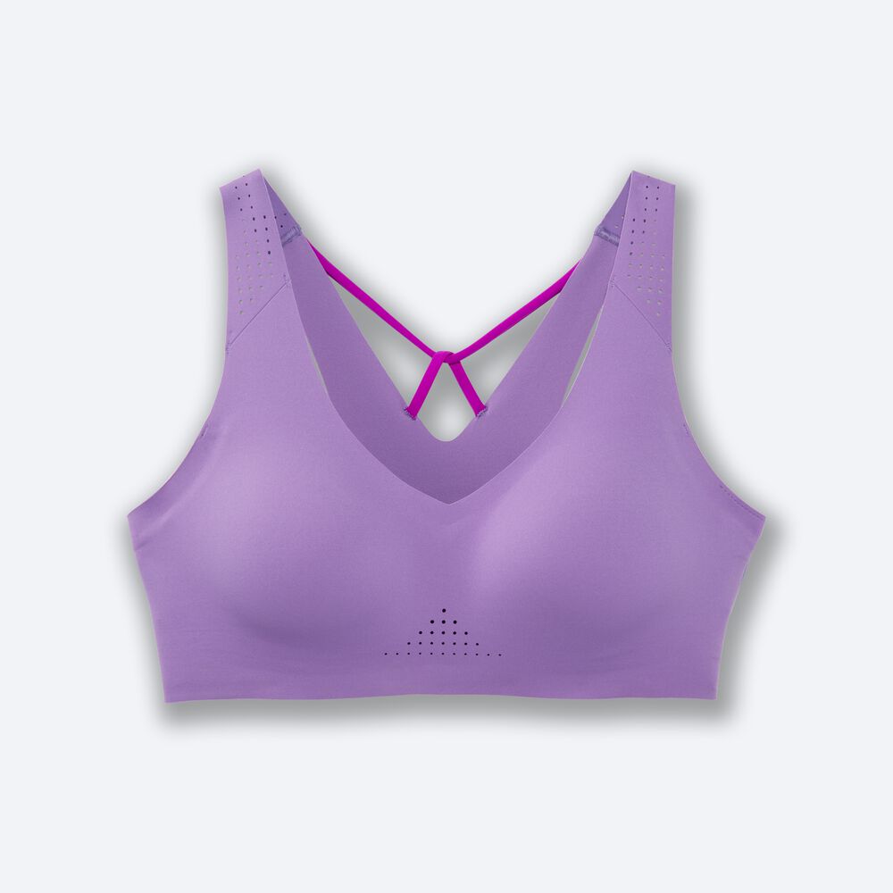 Brooks Dare V Neck Run Bra Kadın Spor Sütyeni Mor | TR-783904