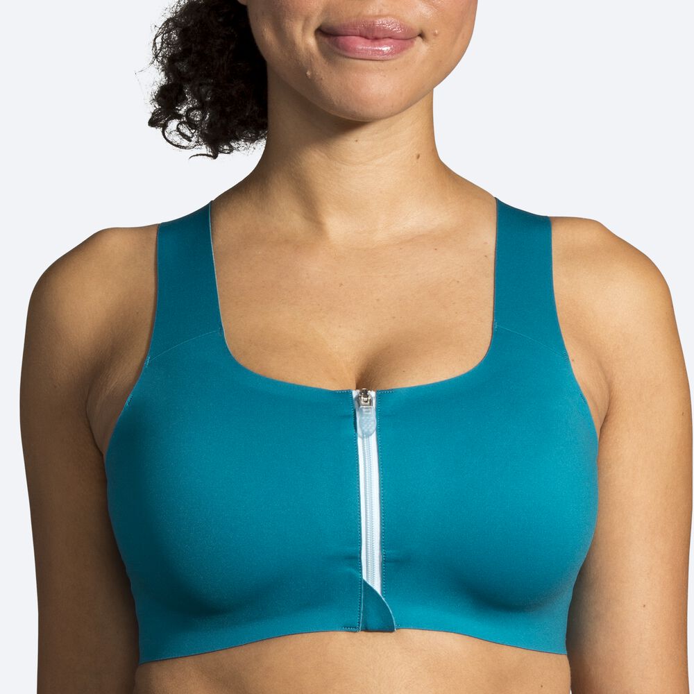 Brooks Dare Zip Run Bra Kadın Spor Sütyeni Mavi | TR-746931