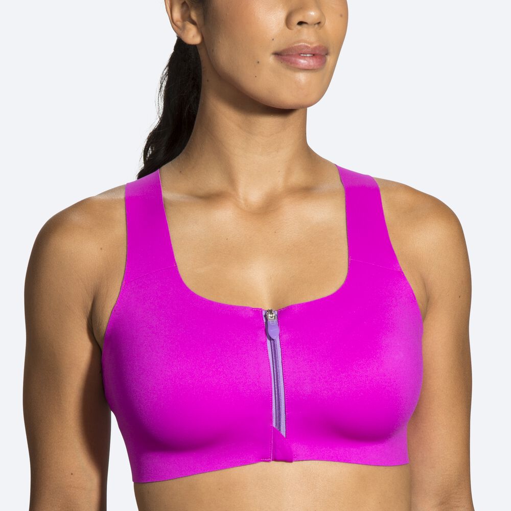 Brooks Dare Zip Run Bra Kadın Spor Sütyeni Pembe/Mor | TR-964021