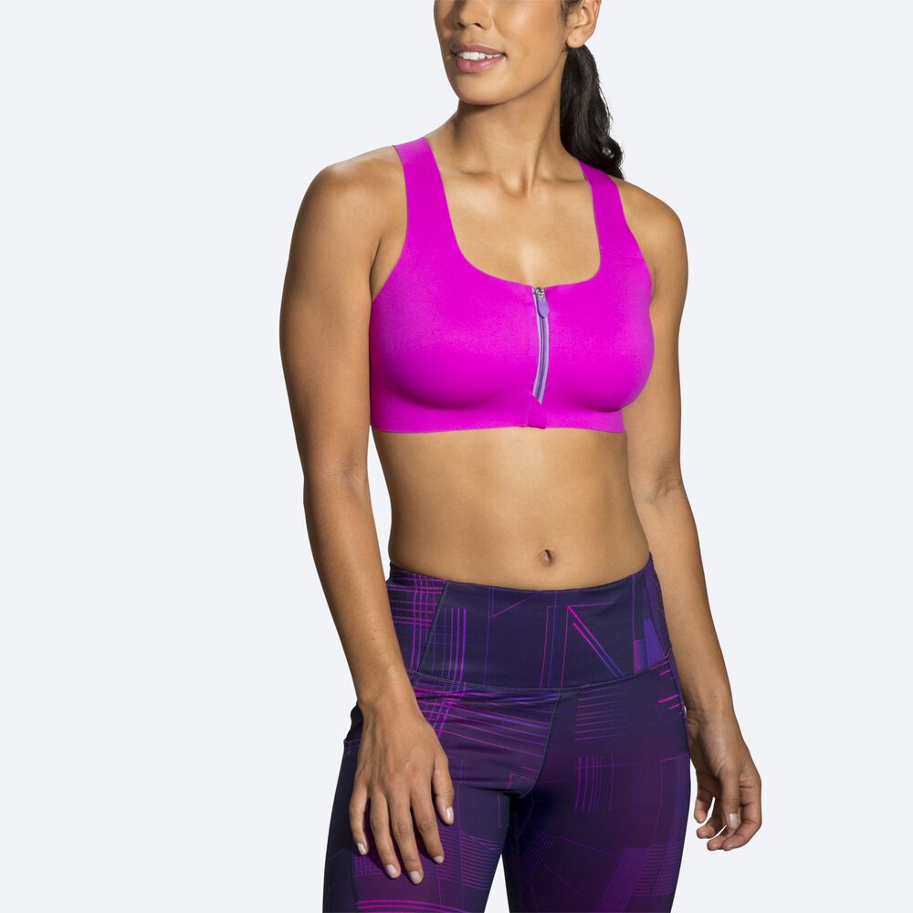 Brooks Dare Zip Run Bra Kadın Spor Sütyeni Pembe/Mor | TR-964021