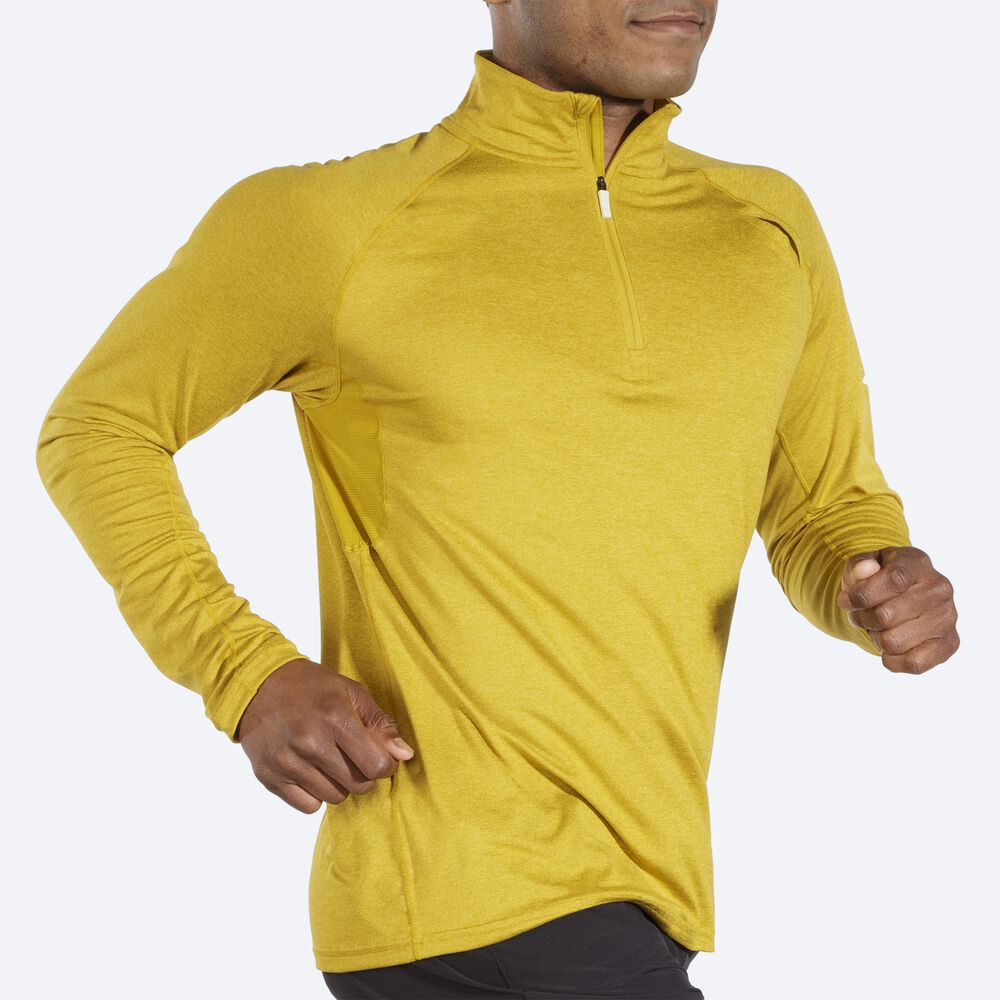 Brooks Dash 1/2 Zip Erkek Ceket Altın | TR-095248