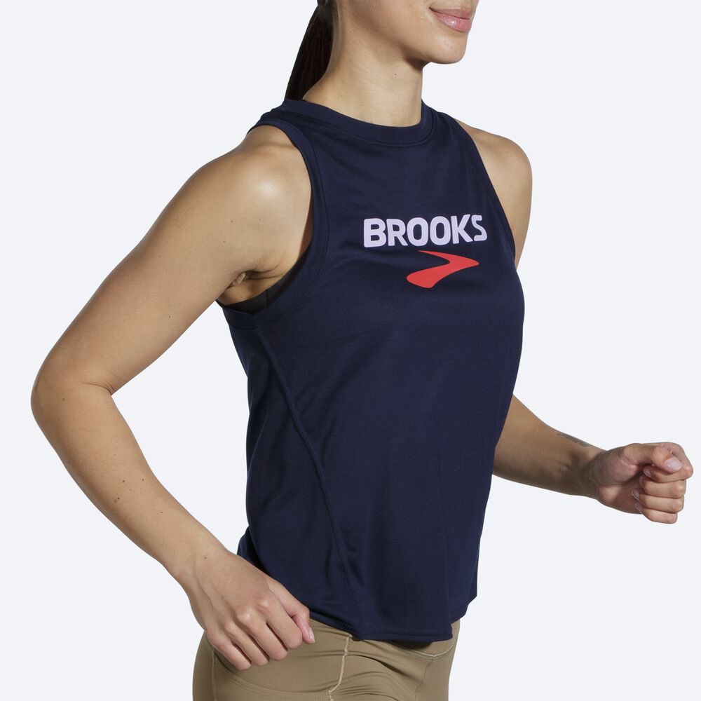 Brooks Distance Baskılı Kadın Atlet Lacivert | TR-347680