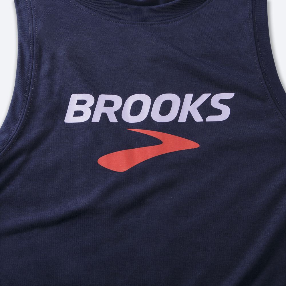 Brooks Distance Baskılı Kadın Atlet Lacivert | TR-347680