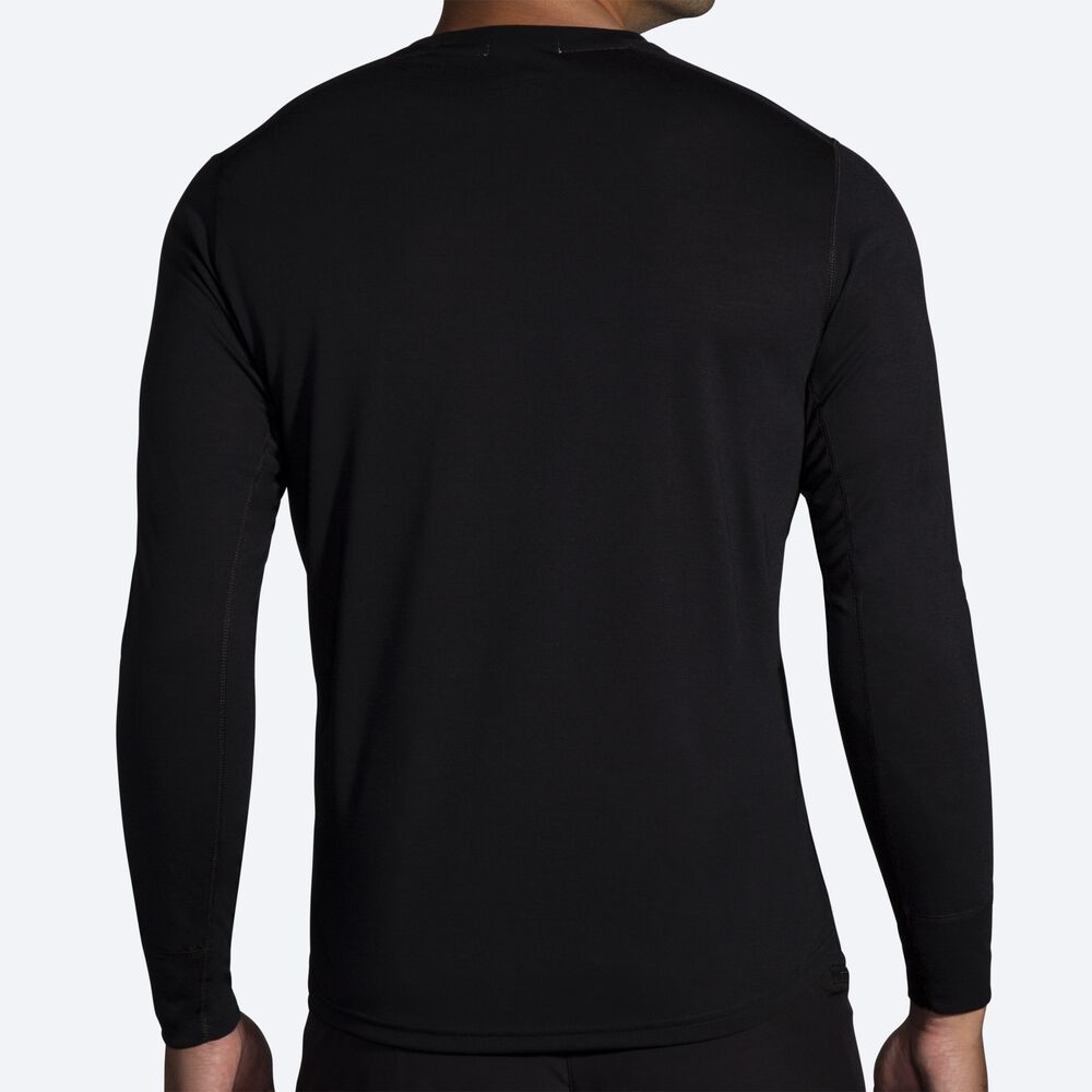 Brooks Distance Baskılı Long Sleeve Erkek Tişört Siyah/Çizgili | TR-764820