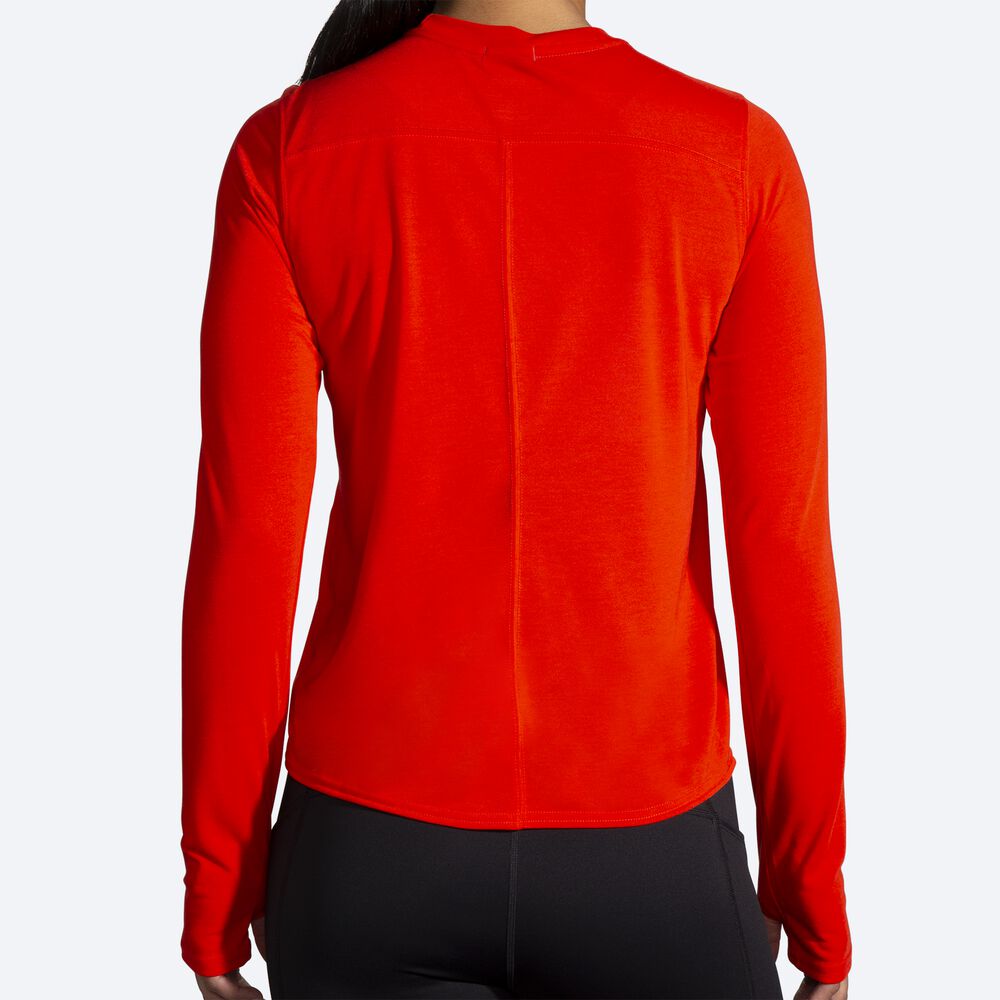 Brooks Distance Baskılı Long Sleeve Kadın Tişört Kırmızı | TR-547326