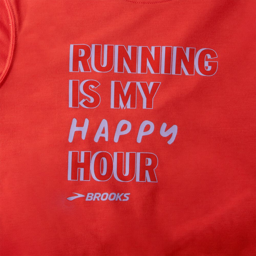 Brooks Distance Baskılı Long Sleeve Kadın Tişört Kırmızı | TR-547326