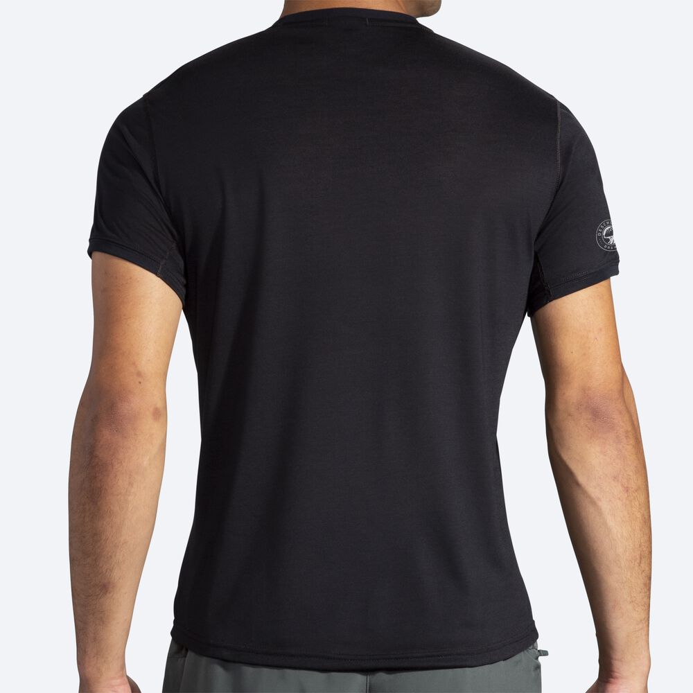 Brooks Distance Baskılı Short Sleeve Erkek Tişört Siyah | TR-261398