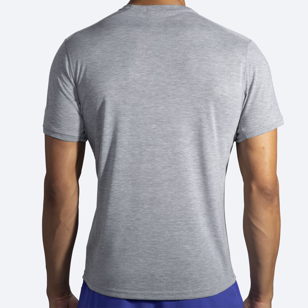 Brooks Distance Baskılı Short Sleeve Erkek Tişört Gri/Çizgili | TR-492037