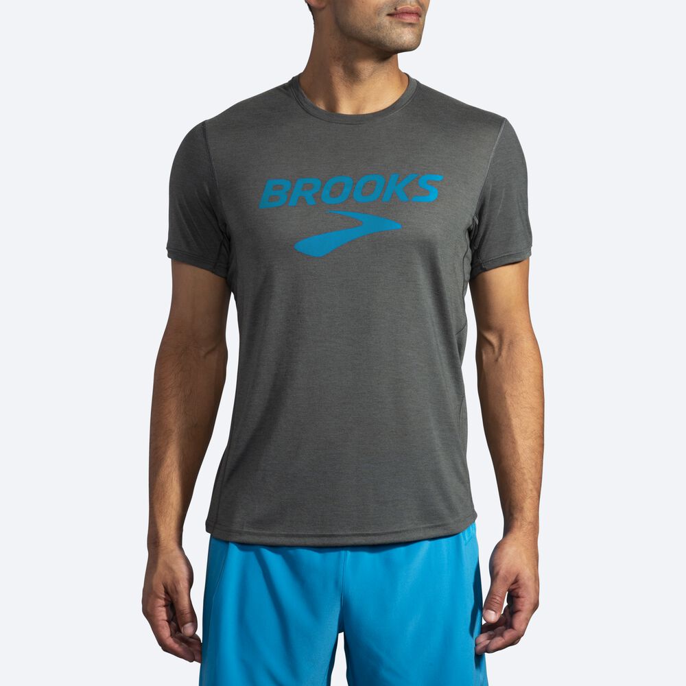 Brooks Distance Baskılı Short Sleeve Erkek Tişört Koyu | TR-543216