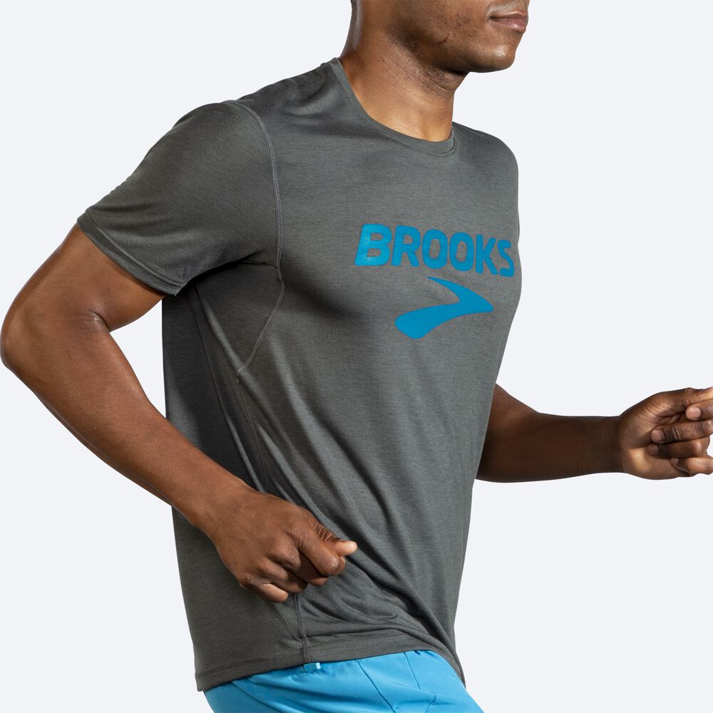 Brooks Distance Baskılı Short Sleeve Erkek Tişört Koyu | TR-543216