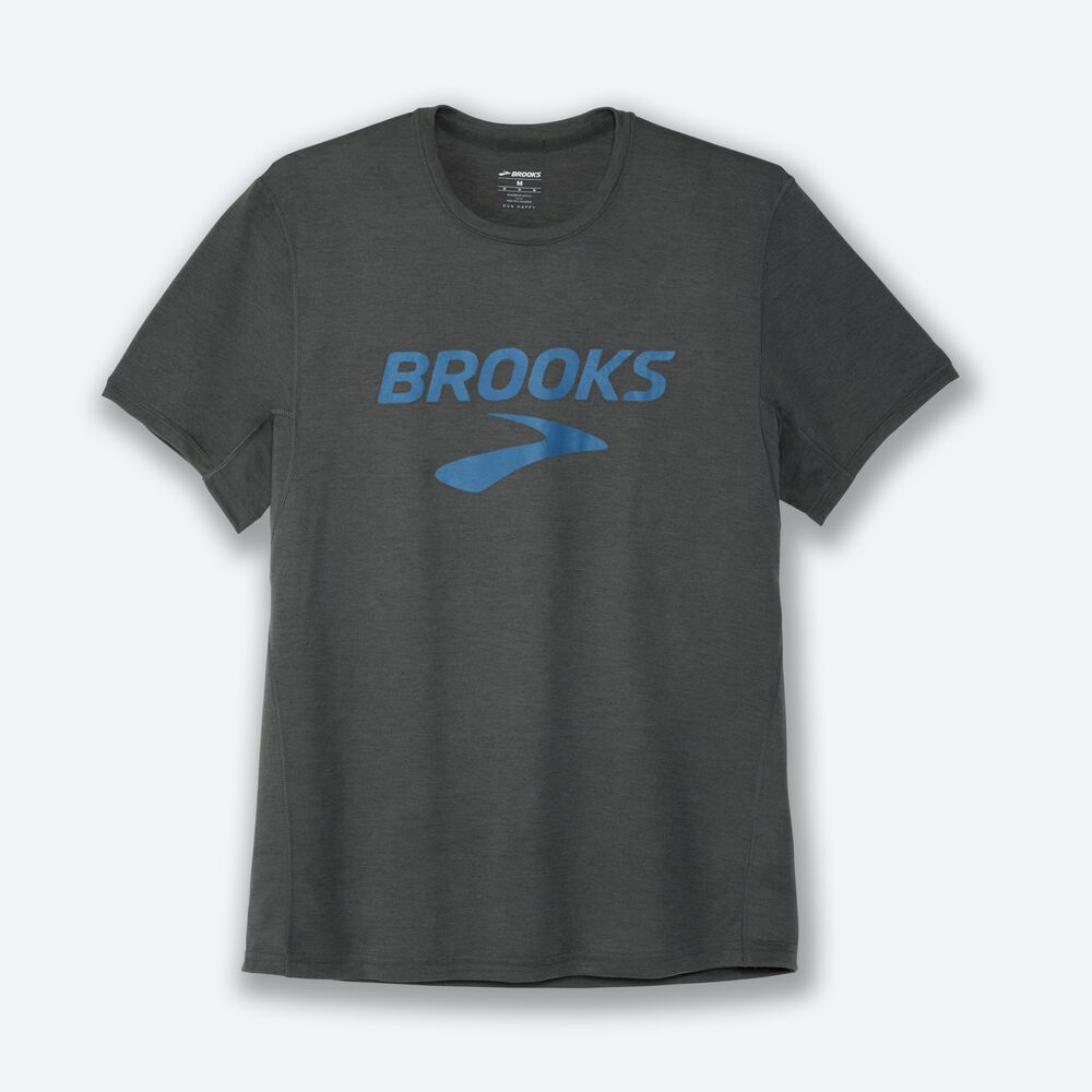 Brooks Distance Baskılı Short Sleeve Erkek Tişört Koyu | TR-543216