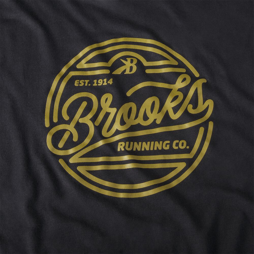 Brooks Distance Baskılı Short Sleeve Erkek Tişört Siyah/Altın | TR-562498