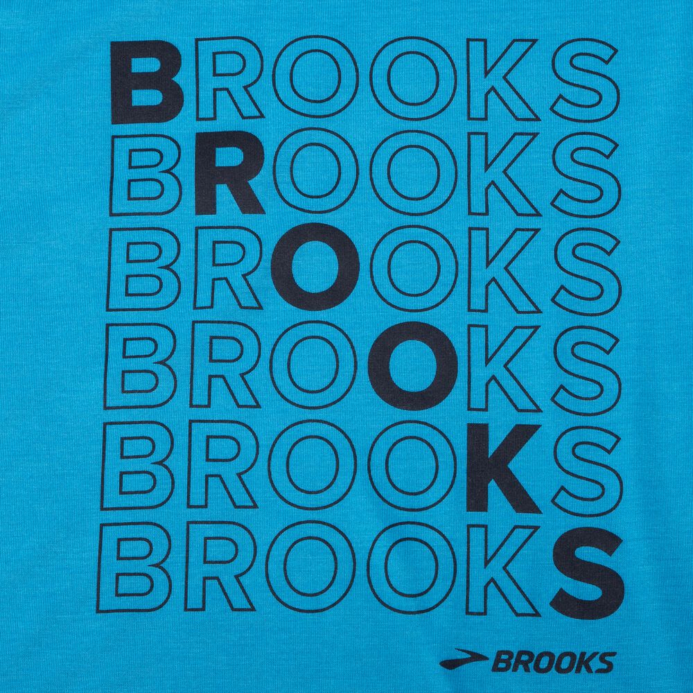 Brooks Distance Baskılı Short Sleeve Erkek Tişört Mavi | TR-594261