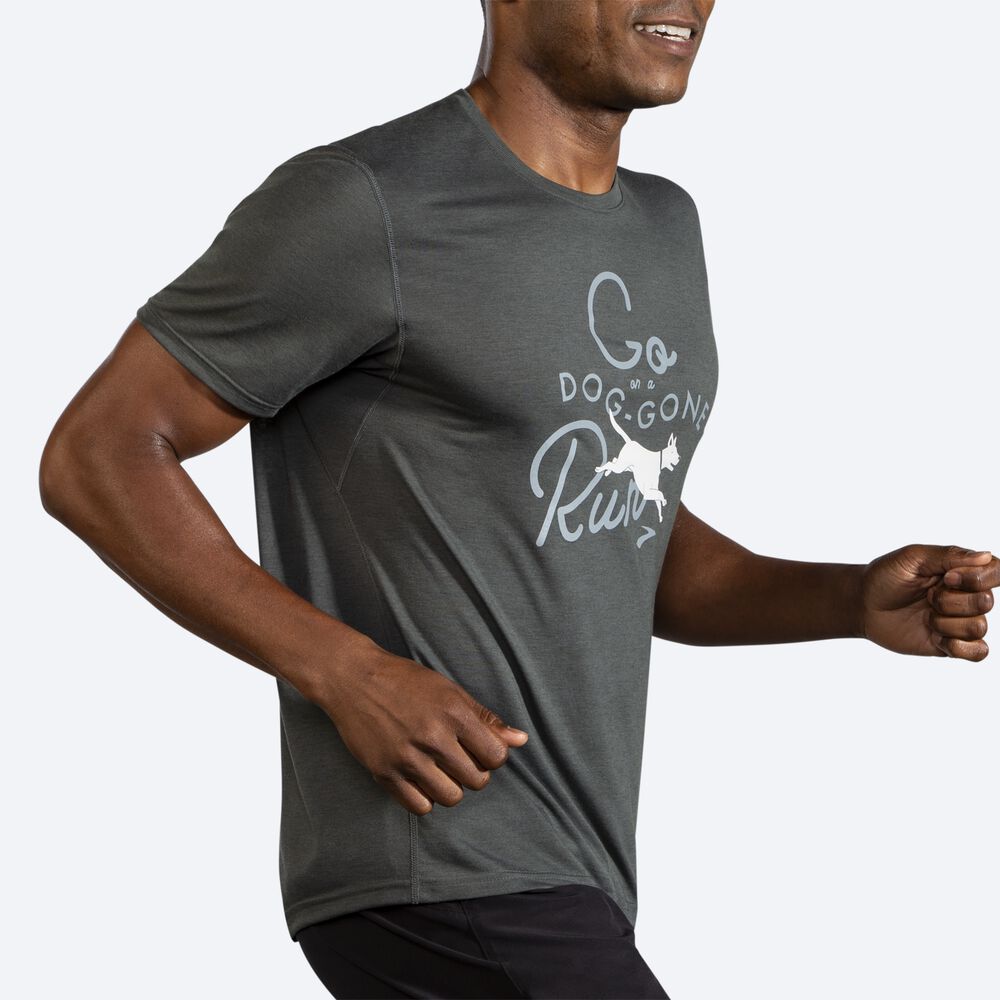 Brooks Distance Baskılı Short Sleeve Erkek Tişört Koyu | TR-768529