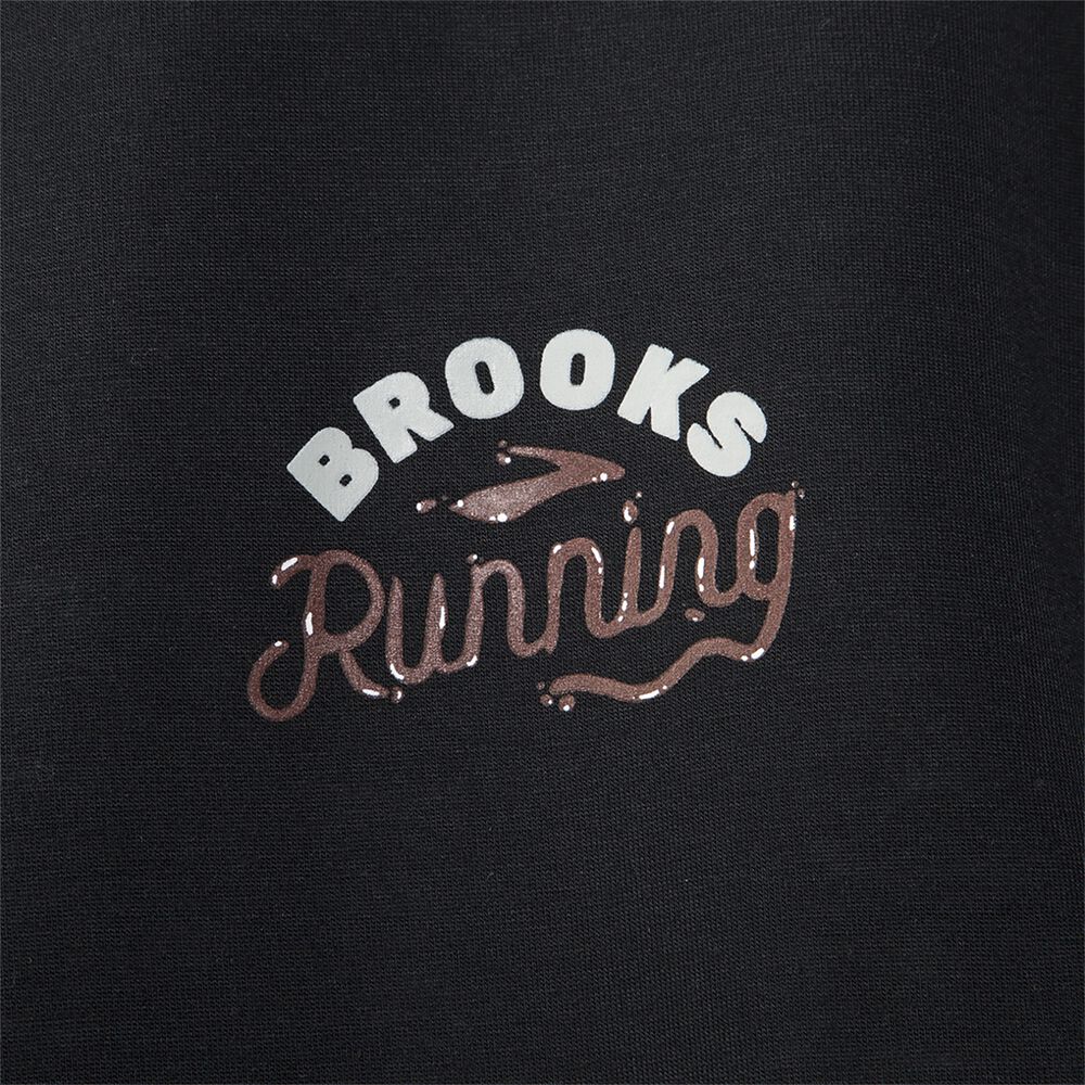 Brooks Distance Baskılı Short Sleeve Erkek Tişört Siyah | TR-906281