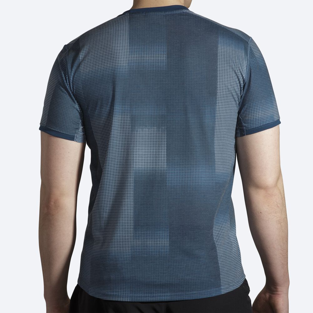 Brooks Distance Baskılı Short Sleeve Erkek Tişört Indigo | TR-937106