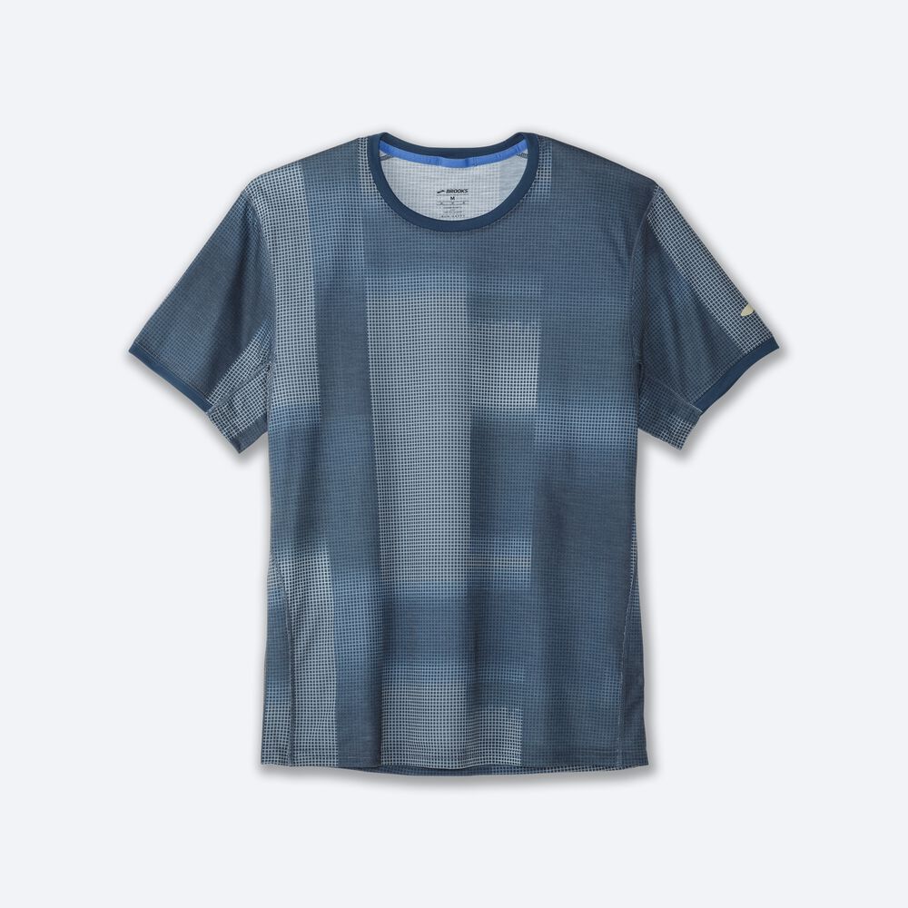 Brooks Distance Baskılı Short Sleeve Erkek Tişört Indigo | TR-937106