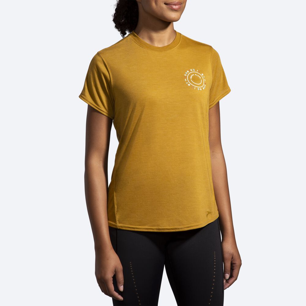 Brooks Distance Baskılı Short Sleeve Kadın Tişört Zeytin Yeşili | TR-560728