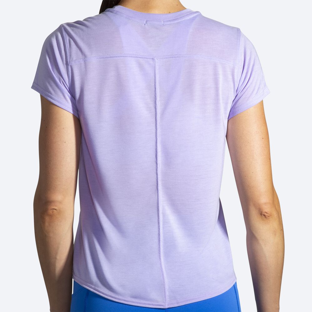 Brooks Distance Baskılı Short Sleeve Kadın Tişört Mor Gri | TR-704316