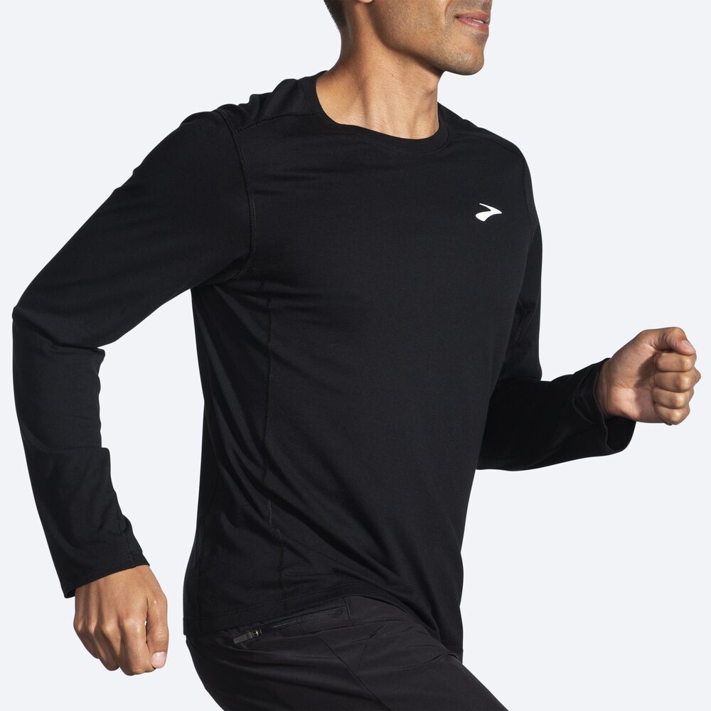 Brooks Distance Long Sleeve 2.0 Erkek Tişört Siyah | TR-345976