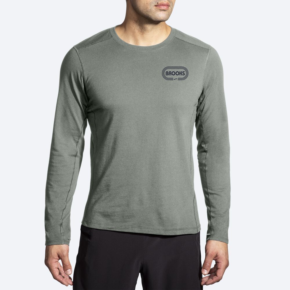 Brooks Distance Long Sleeve 2.0 Erkek Tişört Yeşil | TR-473501