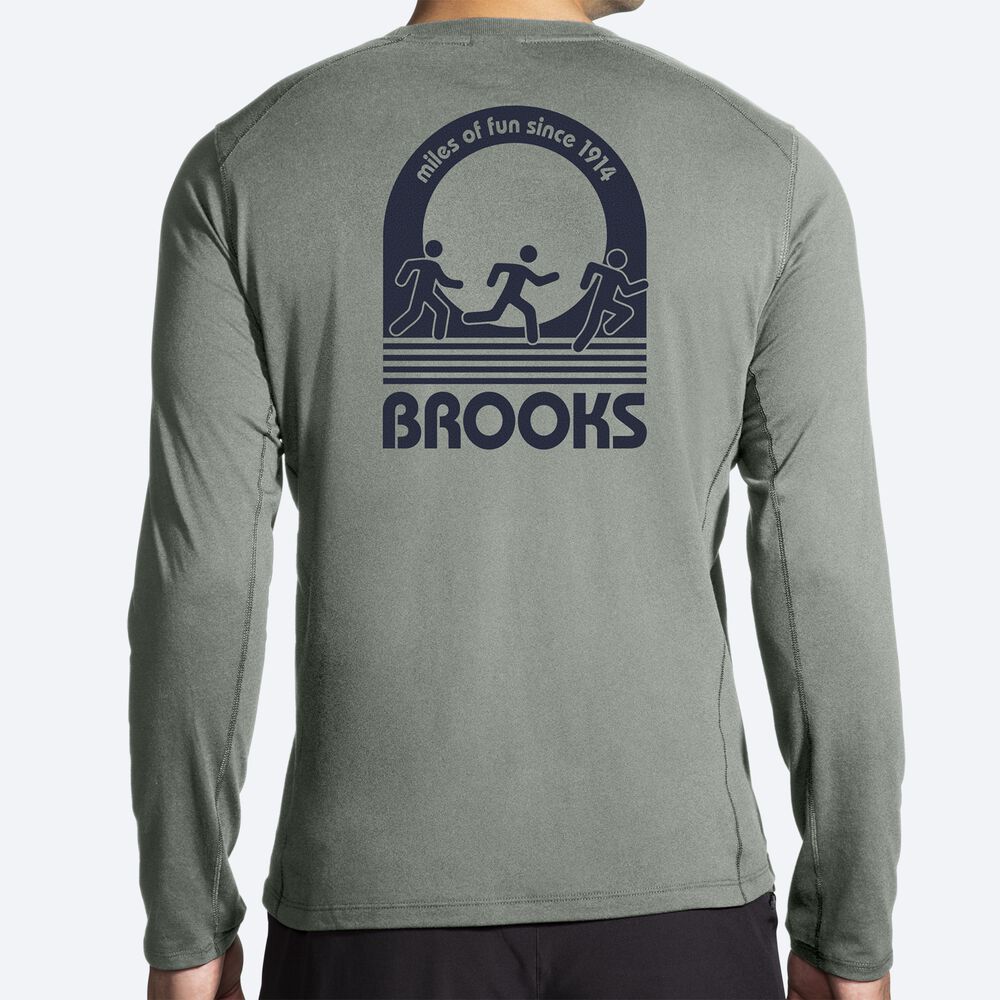 Brooks Distance Long Sleeve 2.0 Erkek Tişört Yeşil | TR-473501