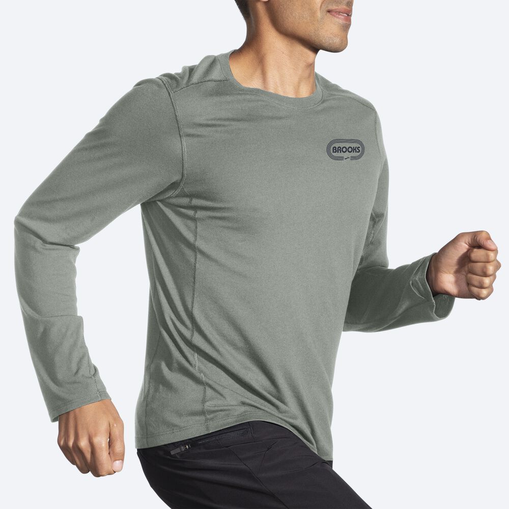 Brooks Distance Long Sleeve 2.0 Erkek Tişört Yeşil | TR-473501