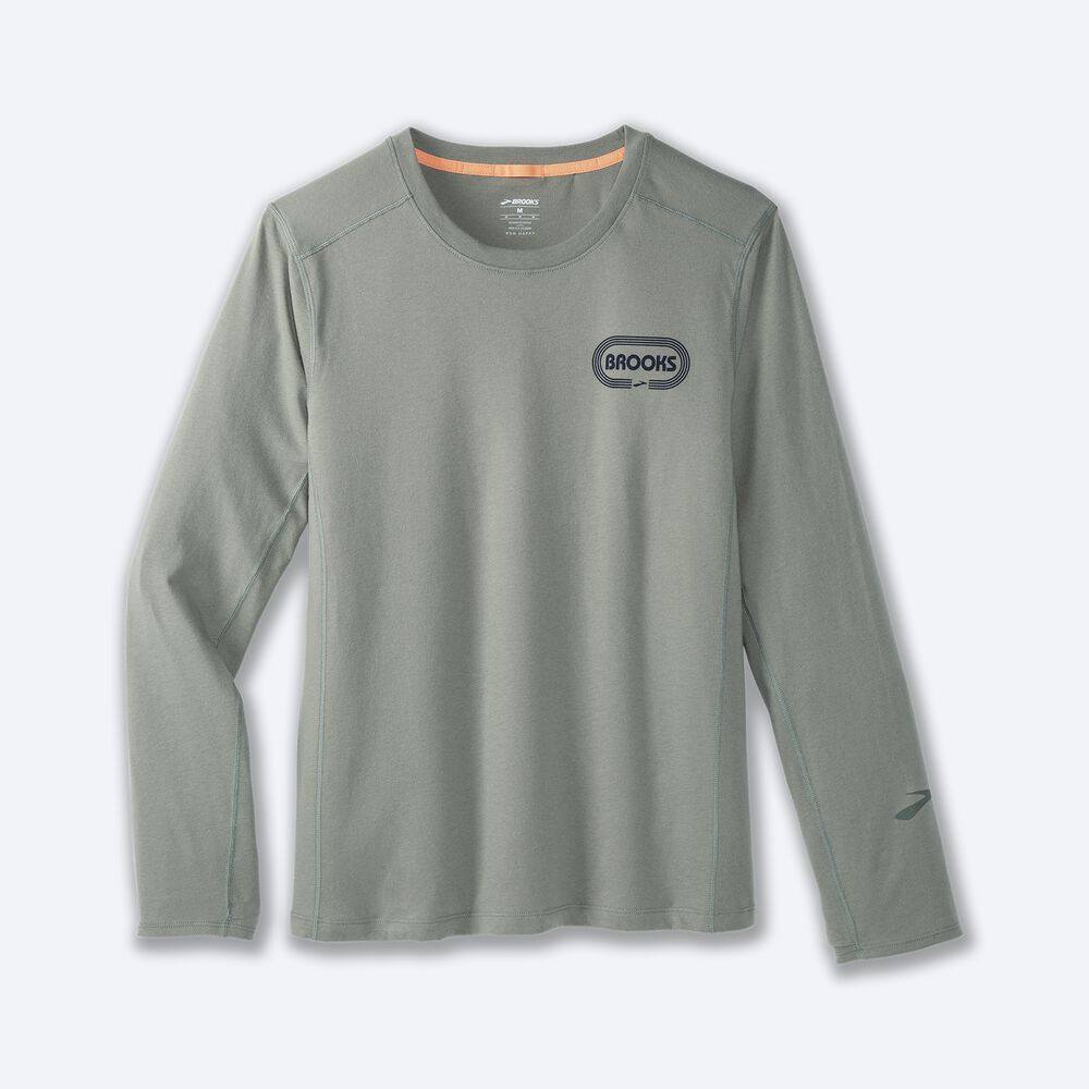 Brooks Distance Long Sleeve 2.0 Erkek Tişört Yeşil | TR-473501