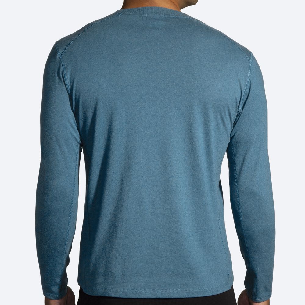 Brooks Distance Long Sleeve 2.0 Erkek Tişört Mavi/Çizgili | TR-638059