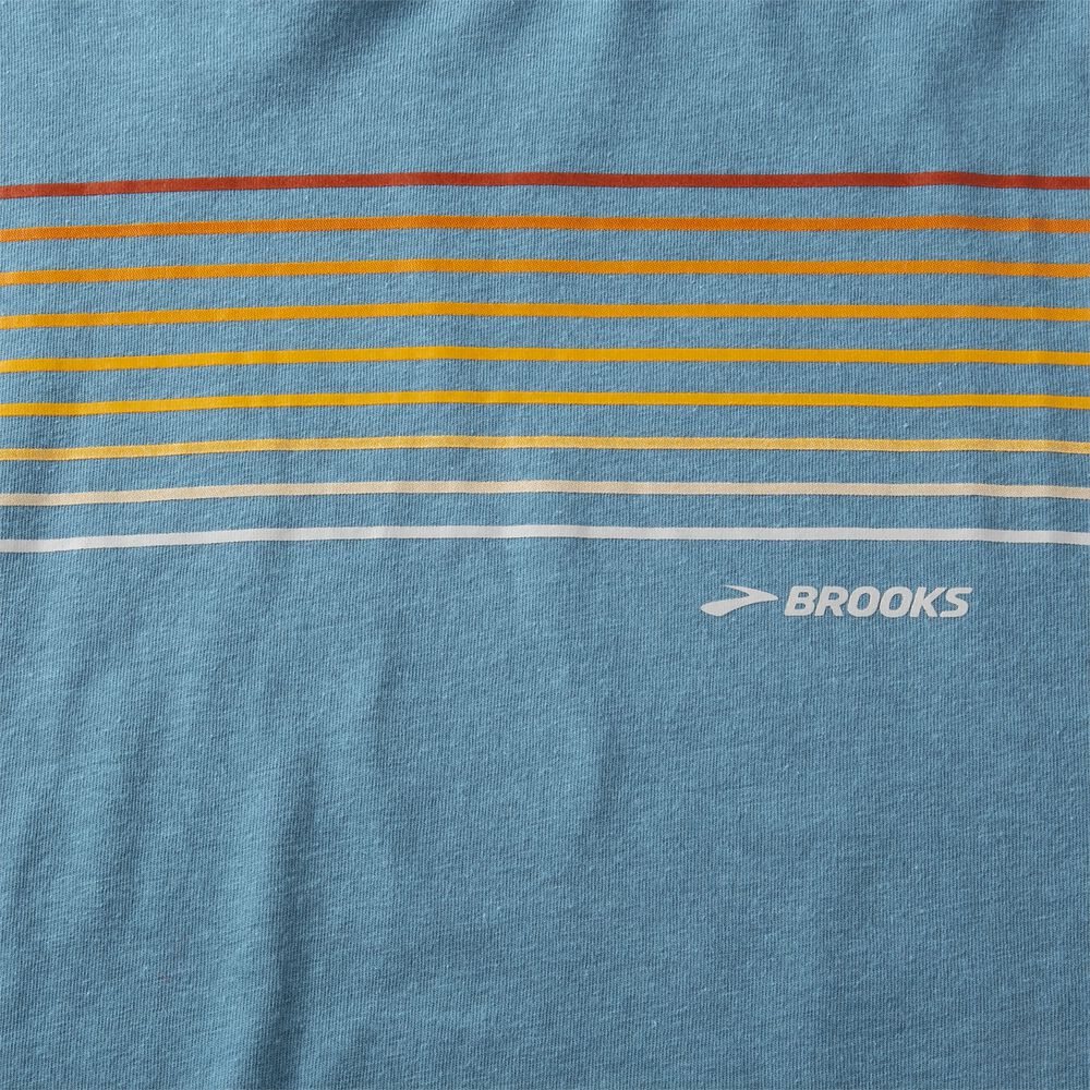 Brooks Distance Long Sleeve 2.0 Erkek Tişört Mavi/Çizgili | TR-638059