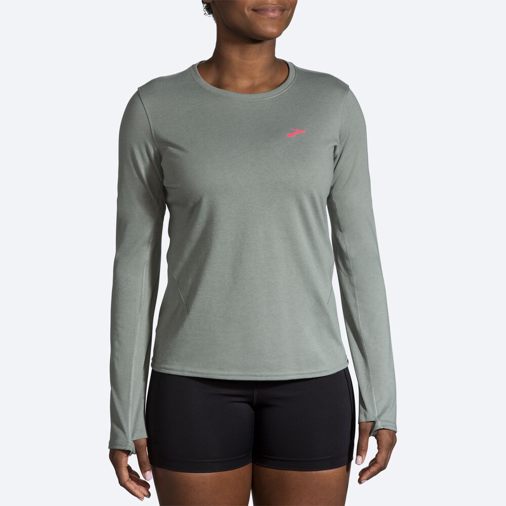 Brooks Distance Long Sleeve 2.0 Kadın Tişört Yeşil | TR-421358