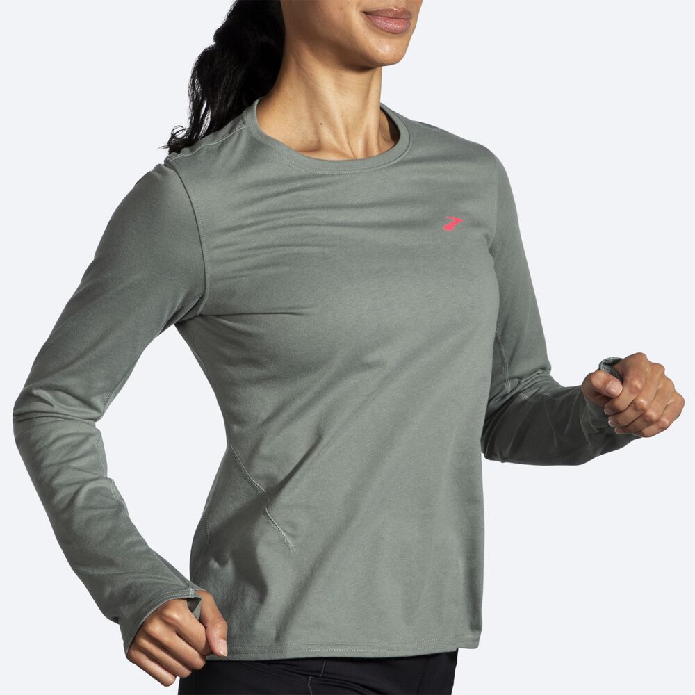 Brooks Distance Long Sleeve 2.0 Kadın Tişört Yeşil | TR-421358