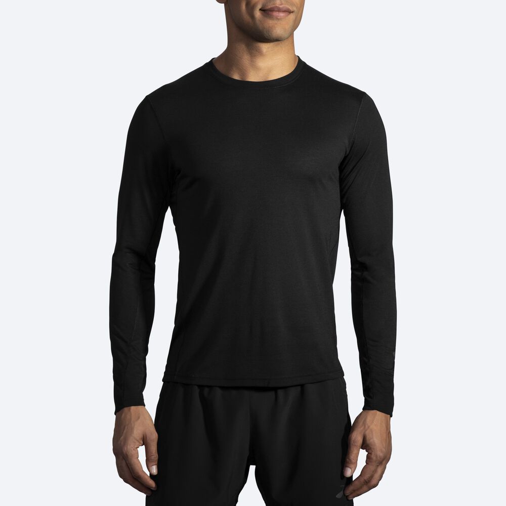 Brooks Distance Long Sleeve Erkek Tişört Siyah | TR-341692