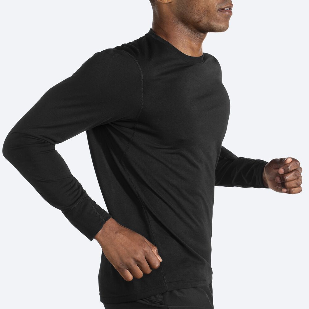 Brooks Distance Long Sleeve Erkek Tişört Siyah | TR-341692