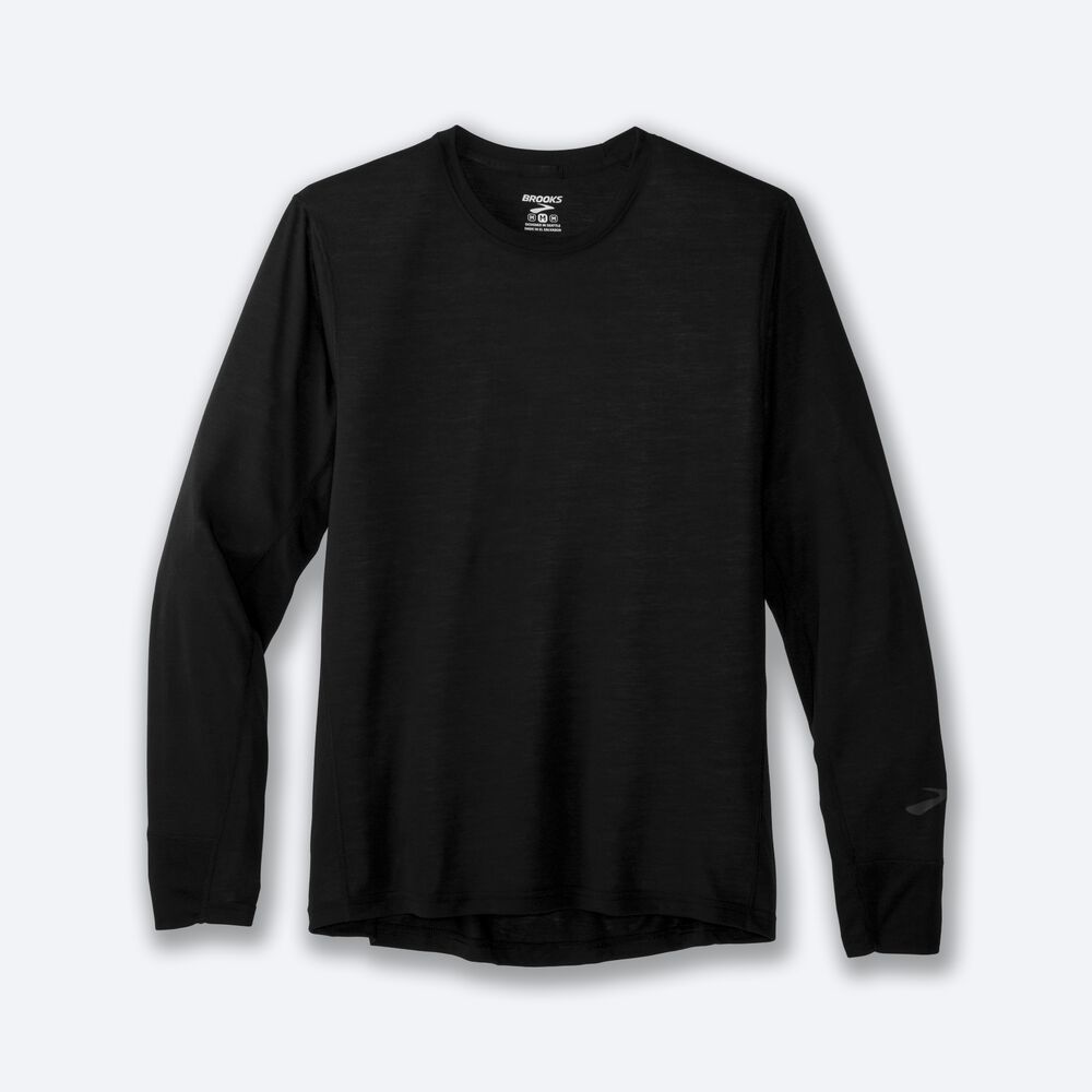 Brooks Distance Long Sleeve Erkek Tişört Siyah | TR-341692