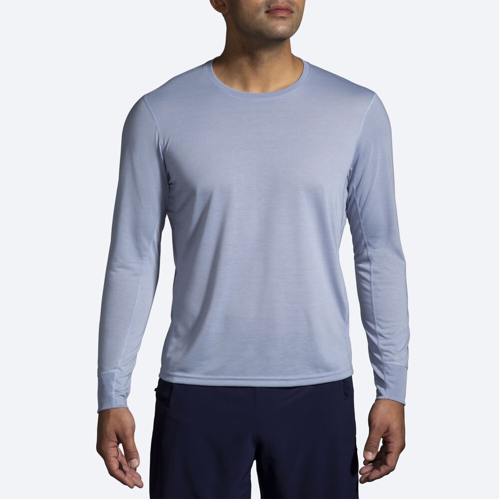 Brooks Distance Long Sleeve Erkek Tişört Mavi | TR-857631