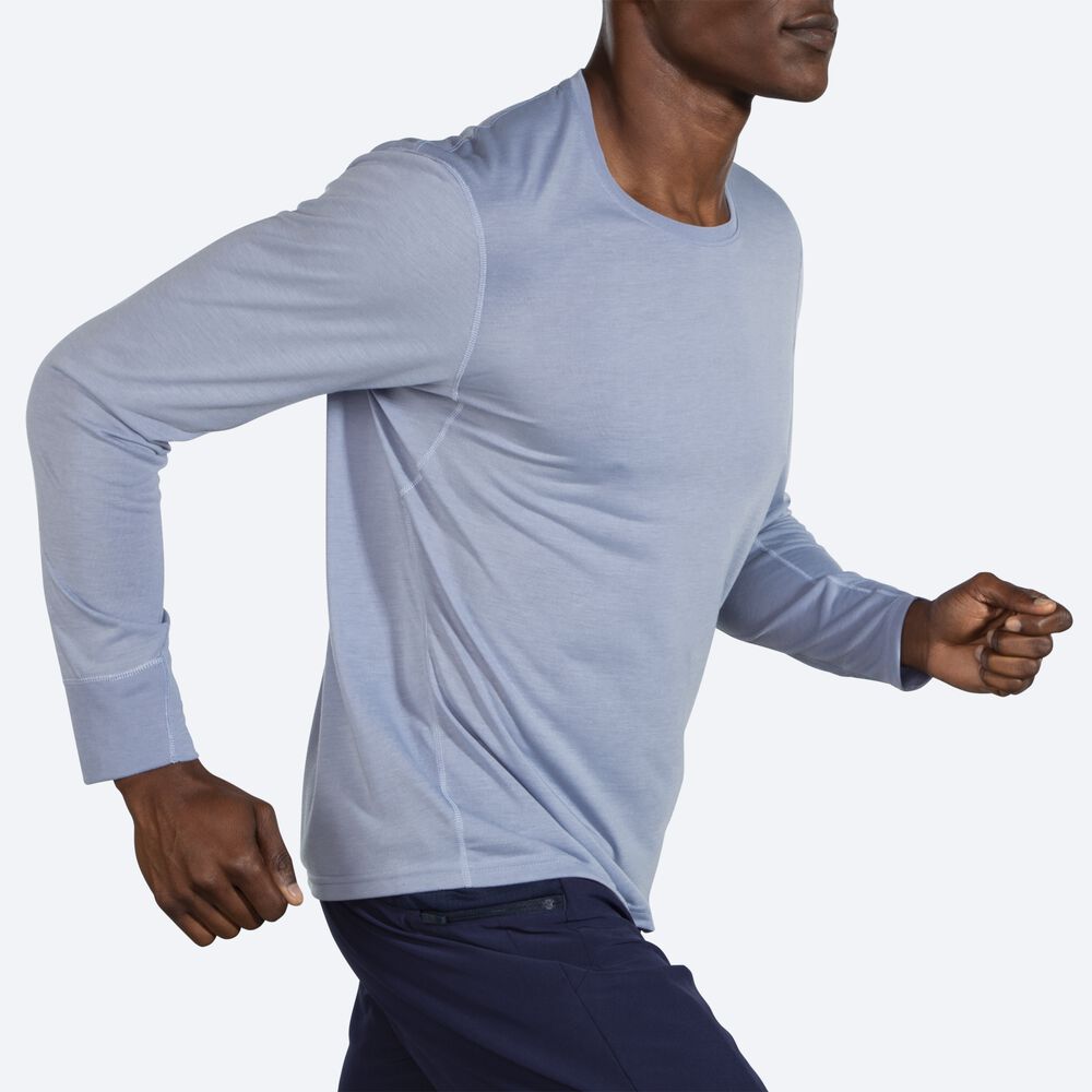 Brooks Distance Long Sleeve Erkek Tişört Mavi | TR-857631